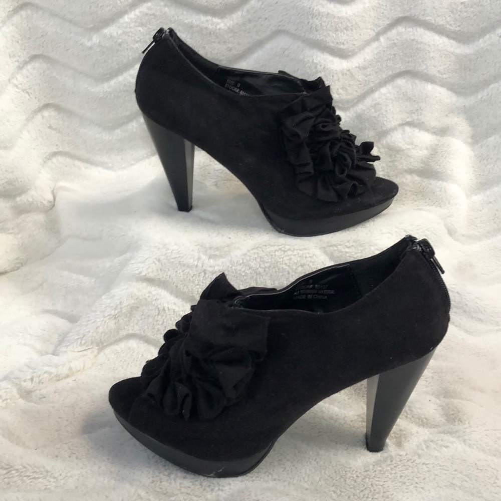 Maurices Black Heels with Floral Detail